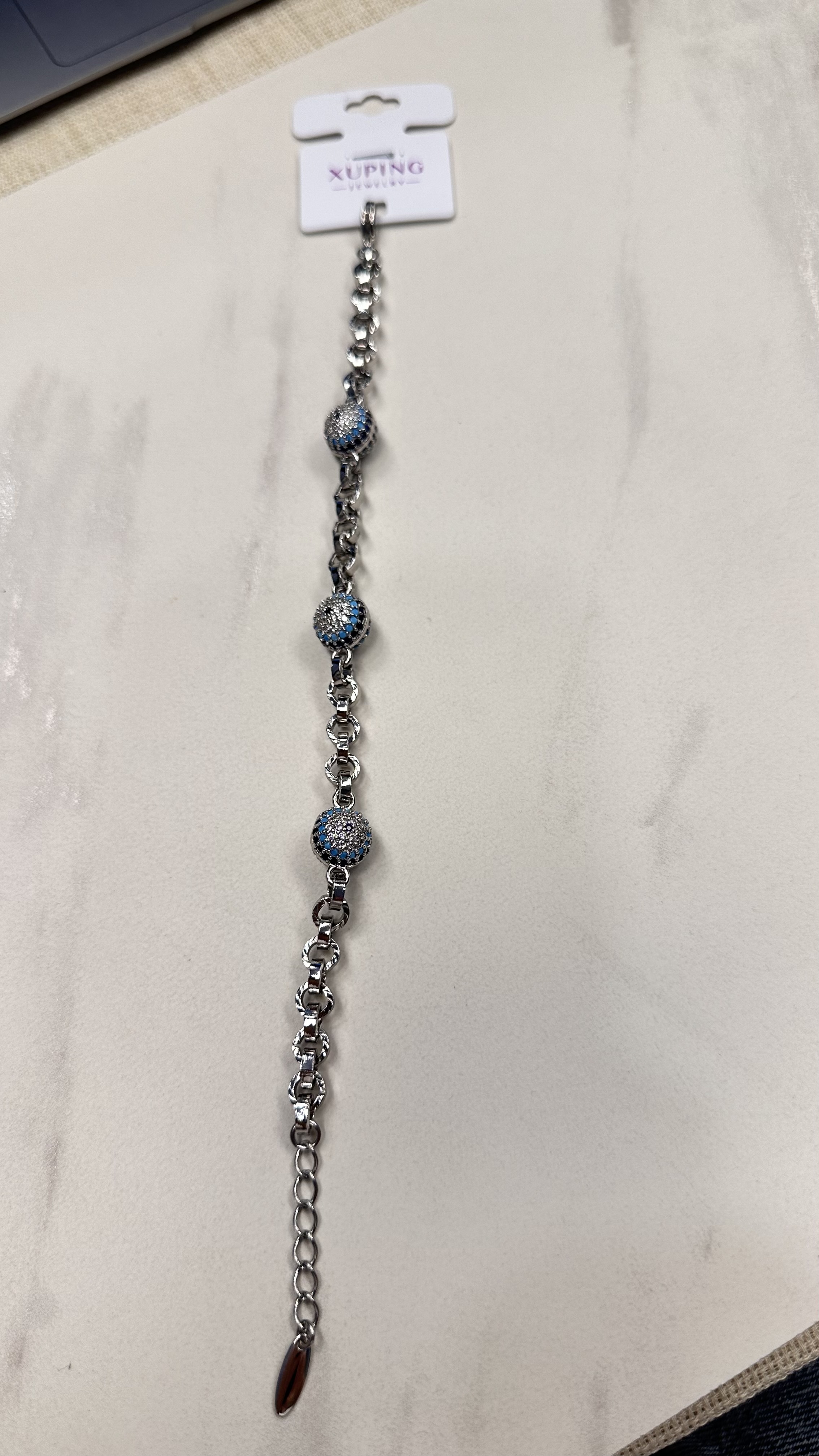 Xuping silver renk 3 nazar topu bileklik